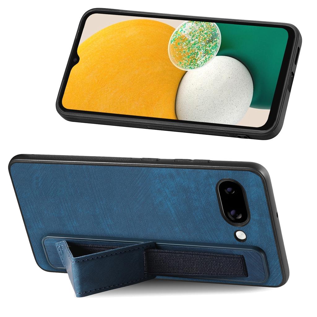 For Google Pixel 9a Case with Wristband Kickstand Leather+TPU Phone Cover