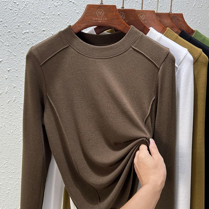 Осенне-зимняя женская нижняя рубашка, блузка с длинным рукавом, внутренняя нижняя рубашка, дизайнерские топы