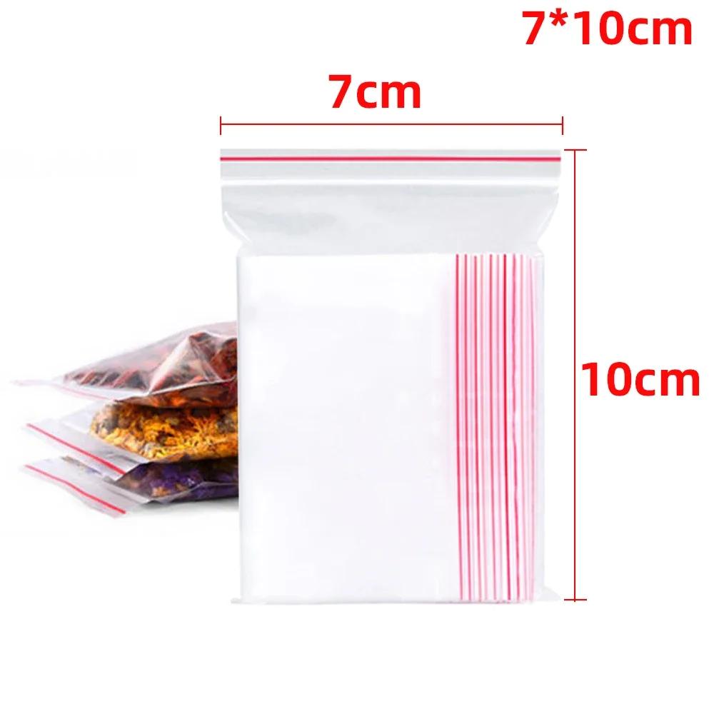 200/100Pcs Thicken Zipper Sealed Bags Clear Plastic Storage Bag for Small Jewelry Food Packing Reclosable Zippers Sealing Pouch