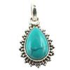 [Q9865] - Artisan Silver Pendant 'Heaven' Turquoise - 16x13 Mm