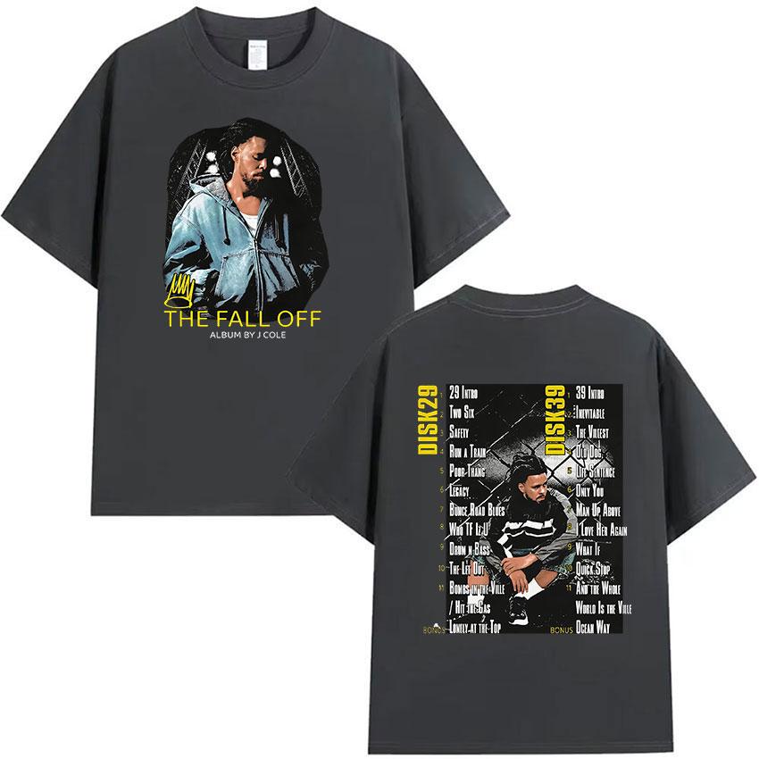 Rapper J.Cole The Fall Off Tour Album 2026 T Shirt Unisex's Vintage Gothic Short Sleeve T-Shirt Hip Hop Oversized Cotton T-shirts