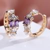 Fashionable Champagne Gold Rectangular All White Diamond Water Drop Love Earrings Exquisite Women's Fashion Earrings