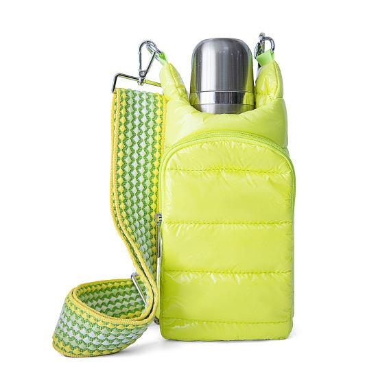 Сумка для бутылки с водой из хлопка с регулируемым ремешком, двумя карманами на молнии, водонепроницаемая, для улицы