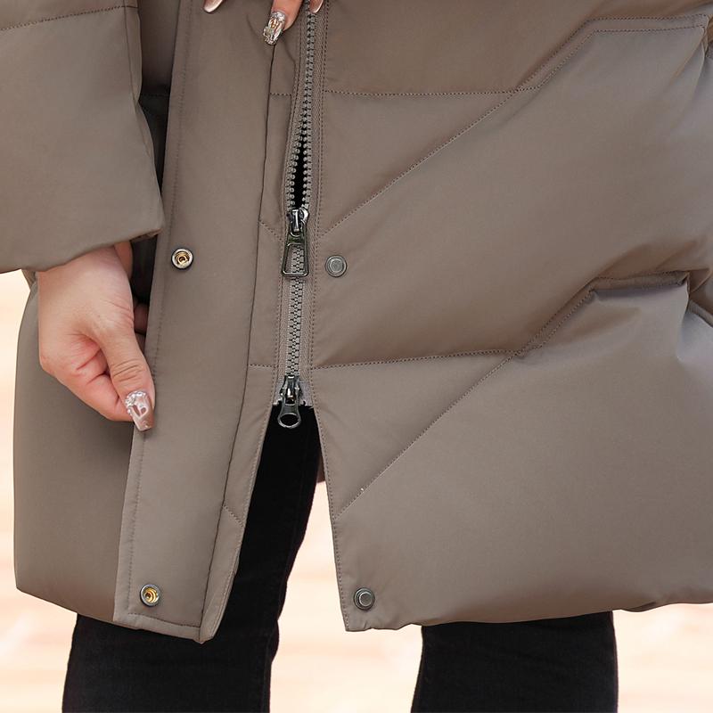 Зимний пуховик для женщин с воротником из натурального меха, длинные парки с капюшоном, элегантное толстое теплое пуховое пальто, женская верхняя одежда