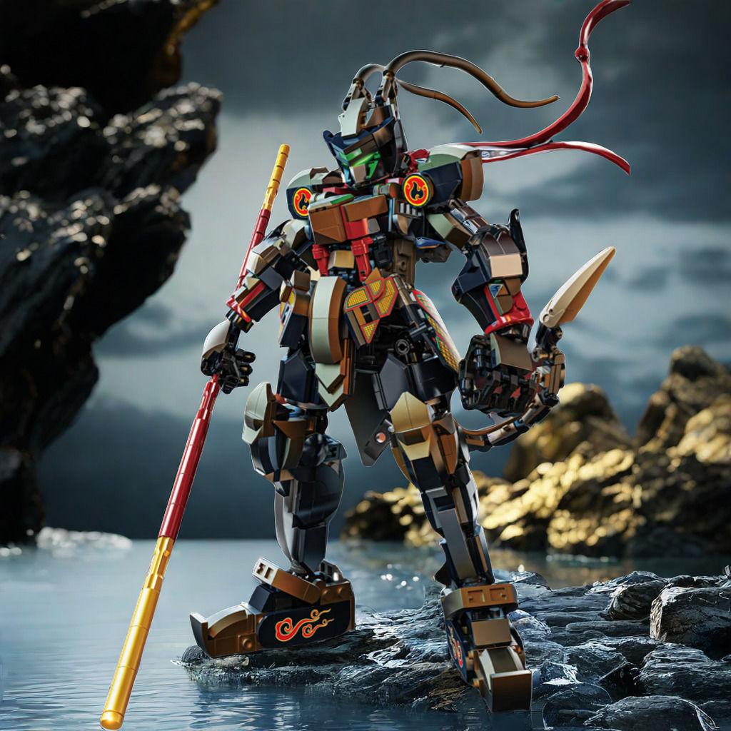 80029 Educational Toy Deformation Mecha Journey To The West Black Wukong Model Assembly Children'S Building Block Toy Gift
