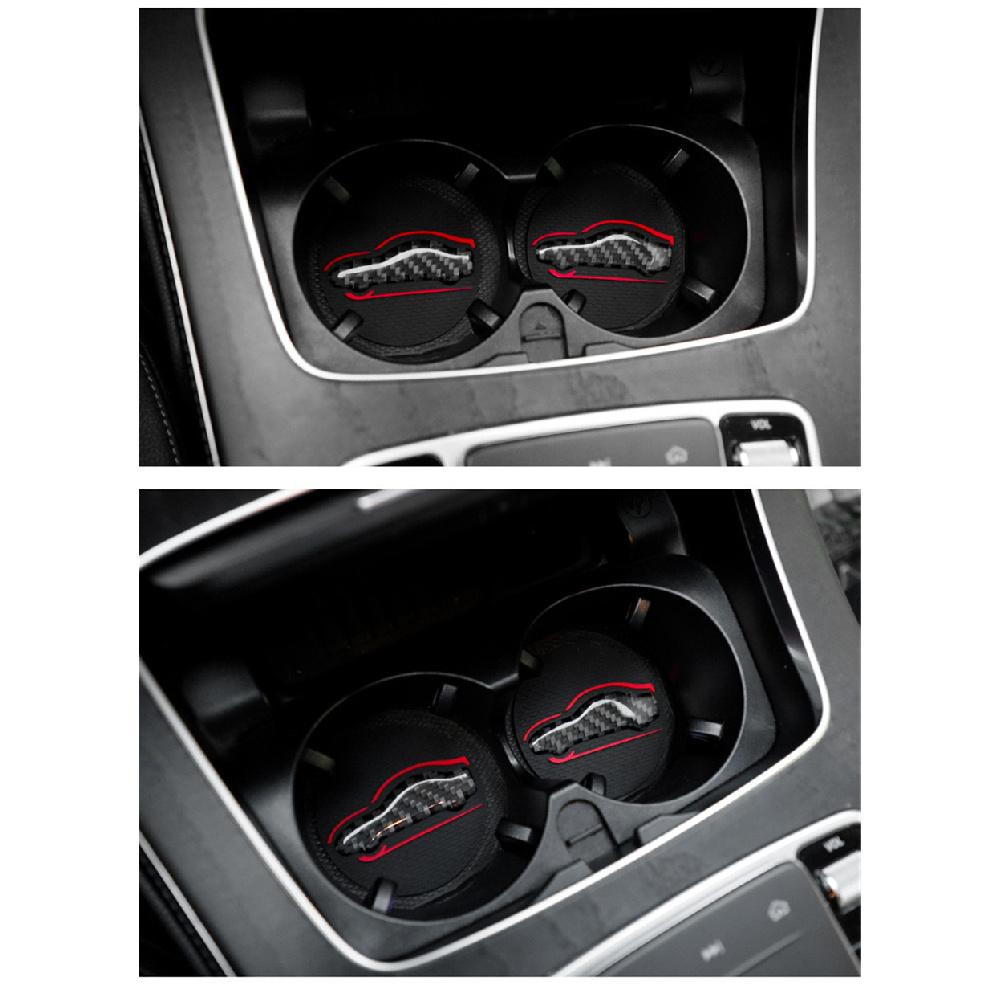 A Set Of 2 High-Quality Anti-Slip Elastic Long-Lasting Mats Made Of Real Carbon Fiber For In-Car Cup Holders