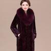 Autumn and Winter New Imitation Mink Fur Women's Imitation Fox Fur Collar Coat Long Imitation Mink Coat Medium and Old