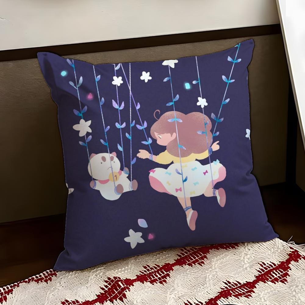 BBee And PPuppycat Cushion Cover Reversible Soft Durable Pillow Cover Home Car MultiScene Use for Daily Comfort
