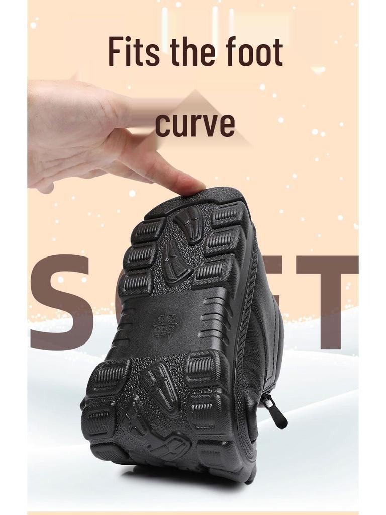 Мужские зимние ботинки на нескользящей мягкой подошве с вельветовой подкладкой для среднего и пожилого возраста.