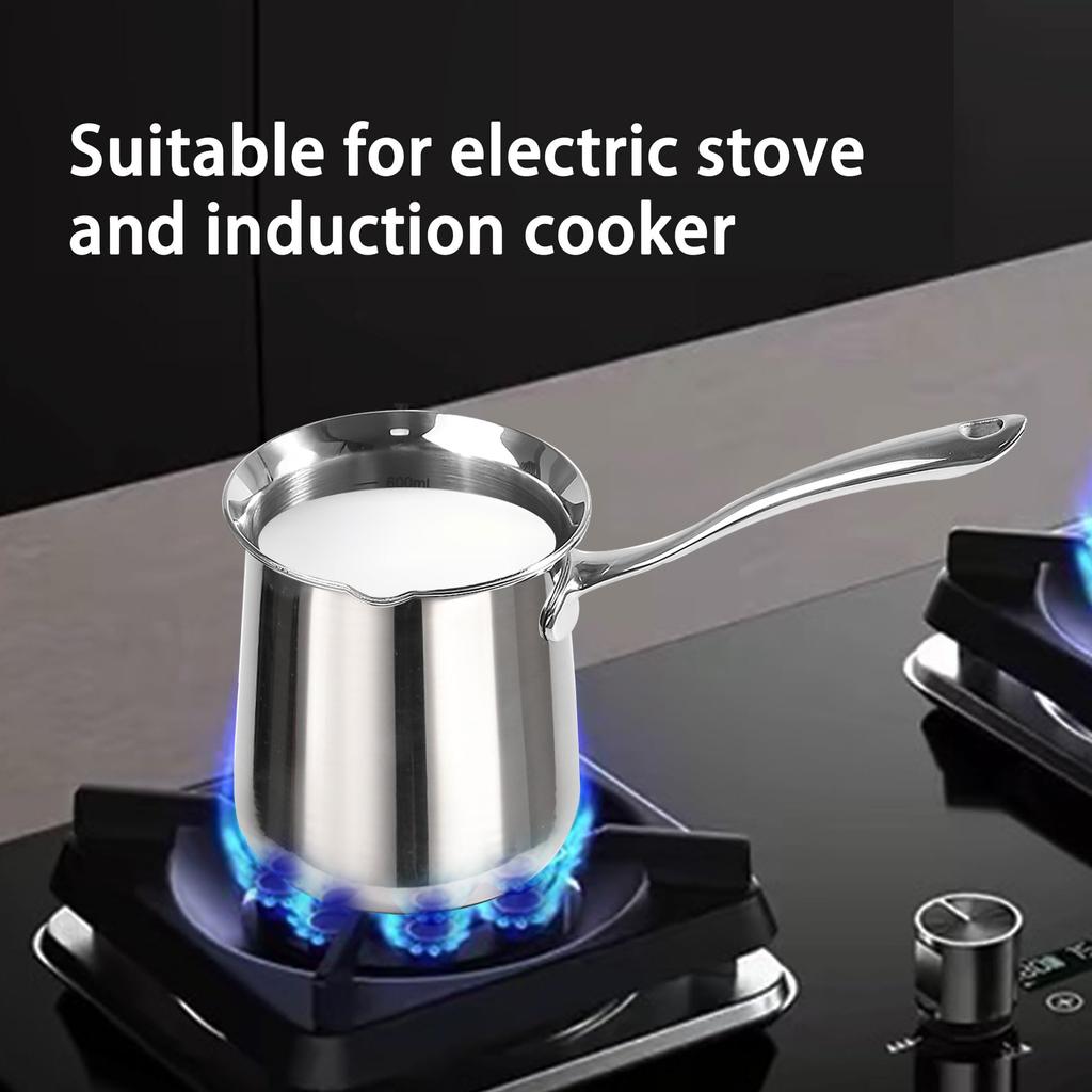 IMEEA Milk Pan, Saucepan, 18-10 Stainless Steel, 11cm High, Induction Compatible, 600cc, Saucepan, Mini Milk Pan, Silver