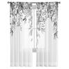 Flowers Watercolor Leaves Sheer Curtains For Living Room Bedroom Tulle Curtain For Kitchen Voile Curtain Blind Panels