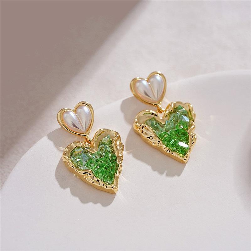 Роскошные серьги-гвоздики с кристаллами в форме сердца для женщин и девушек, французские винтажные серьги 2025 года, модные корейские свадебные романтические ювелирные изделия, подарки