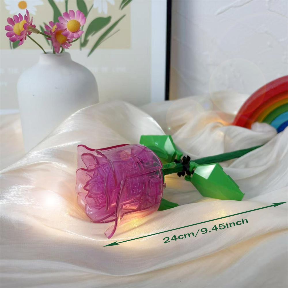 Стиль Роза Цветок Строительные блоки - Улучшающий настроение опыт сборки, Украшение для дома и стола, Идеальный подарок на День святого Валентина