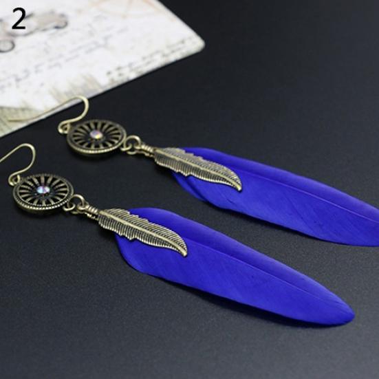 Женские винтажные полые колеса, кулон с перьями, висячие серьги, ювелирные изделия