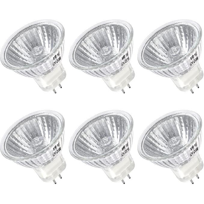 MR16 Halogen Bulb 20W Dimmable 12V GU5.3 Bi Pin Base Spotlight with Long Lifespan, 2700K Warm White MR16 Bulbs with Clear Glass Cover for Landscape,