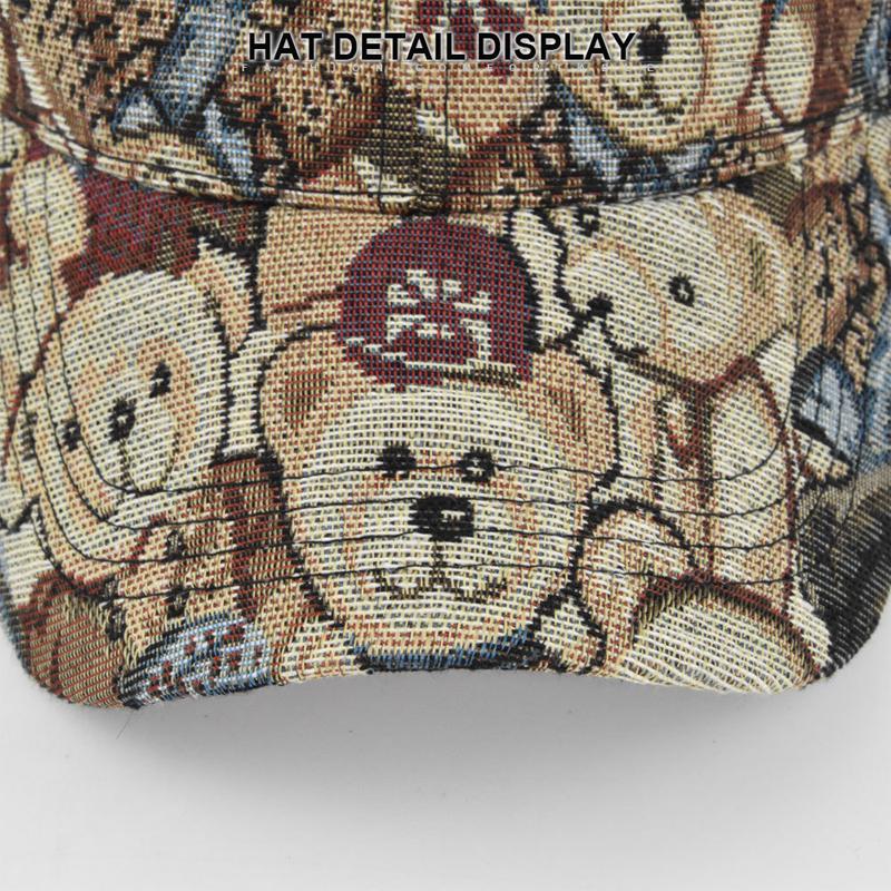 Cute Bear Baseball Cap Sun Hat Dog Print Men's Women's Youth Cotton Button Hat Hip Hop Vintage Hat