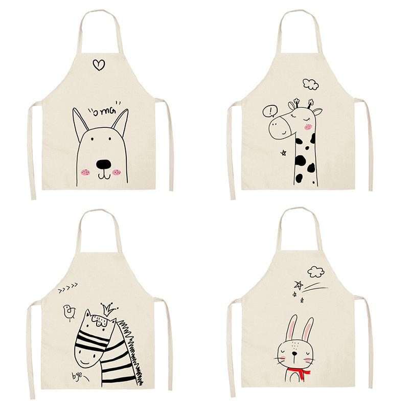 Children's Stick Figure Apron Cartoon Linen Apron Aprons for Women Baking Accessories Apron for Men Cooking Accessories Tablier