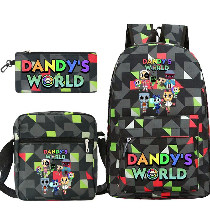 Dandy'S World Printed Fashion Children'S Pencil Case Messenger Bag Three-Piece Set Primary And Secondary School Bag