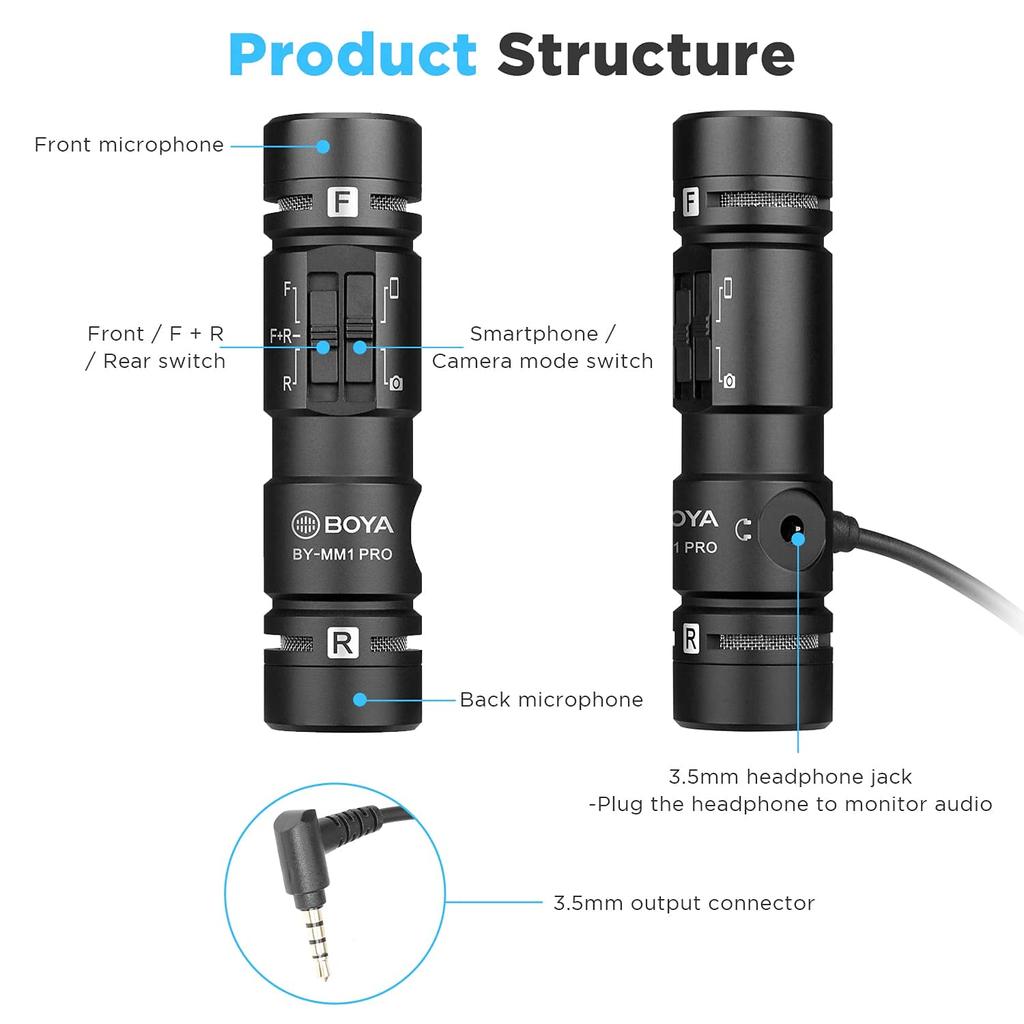 BOYA Pro Video Microphone iPhone External Microphone Sound Collection Microphone Camera Microphone Web Conference Windscreen Smartphone External