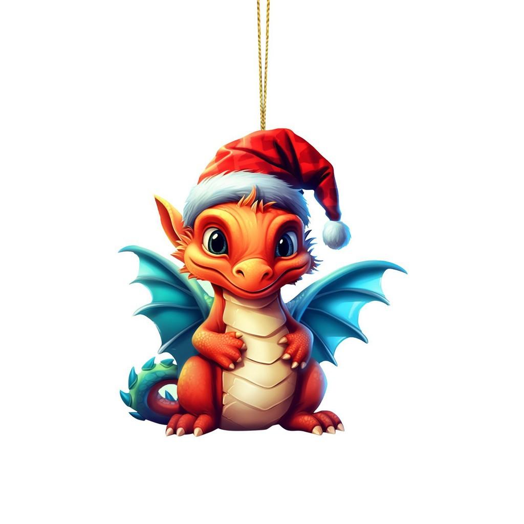 Playful Dragon Acrylic Christmas Hanging Decoration For Festive Car Interior Adornments