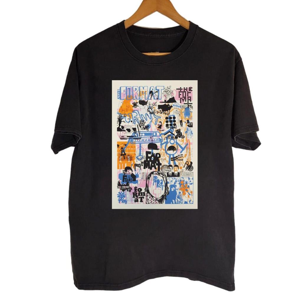 Vintage Mixed Painting Art Board The For-mat fans Black Cotton Shirt Full size S-5XL Unisex