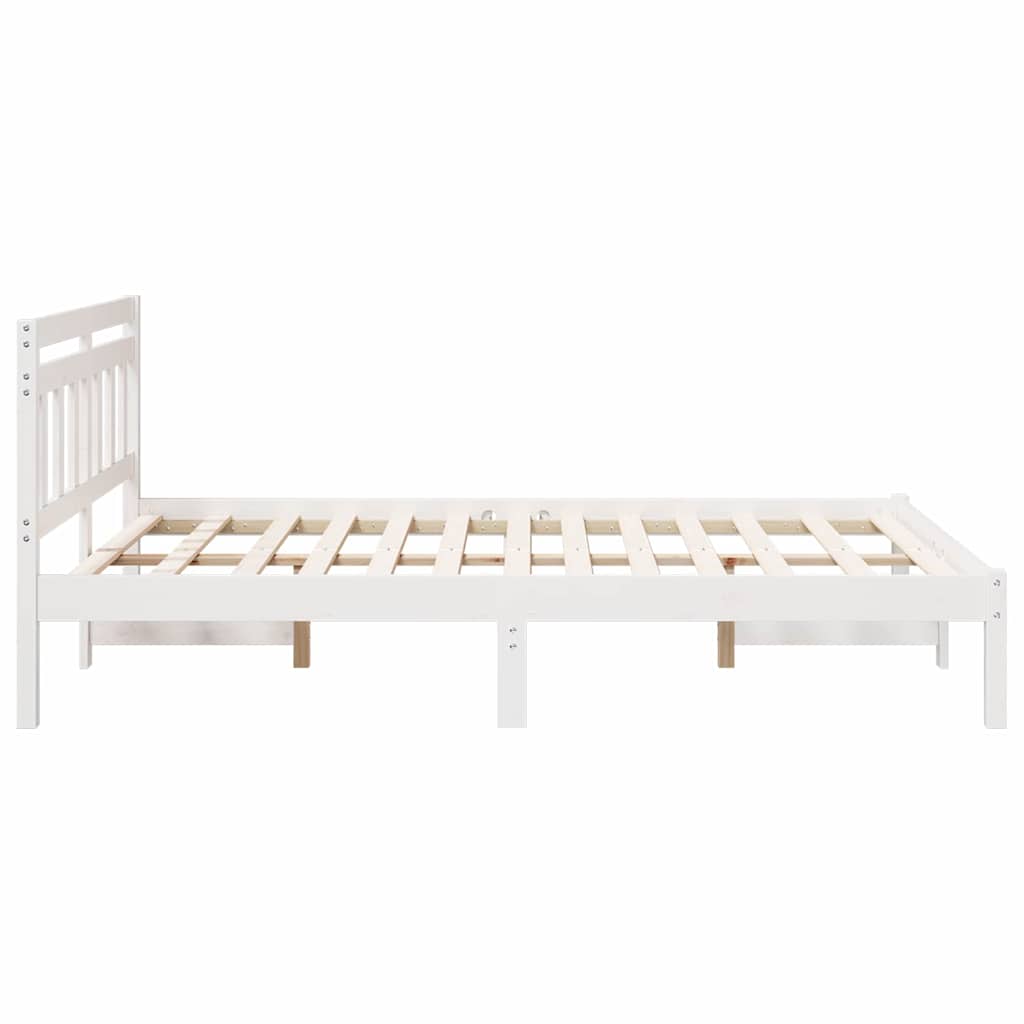 Bed Frame White 120 x 190 cm Solid Pine Wood