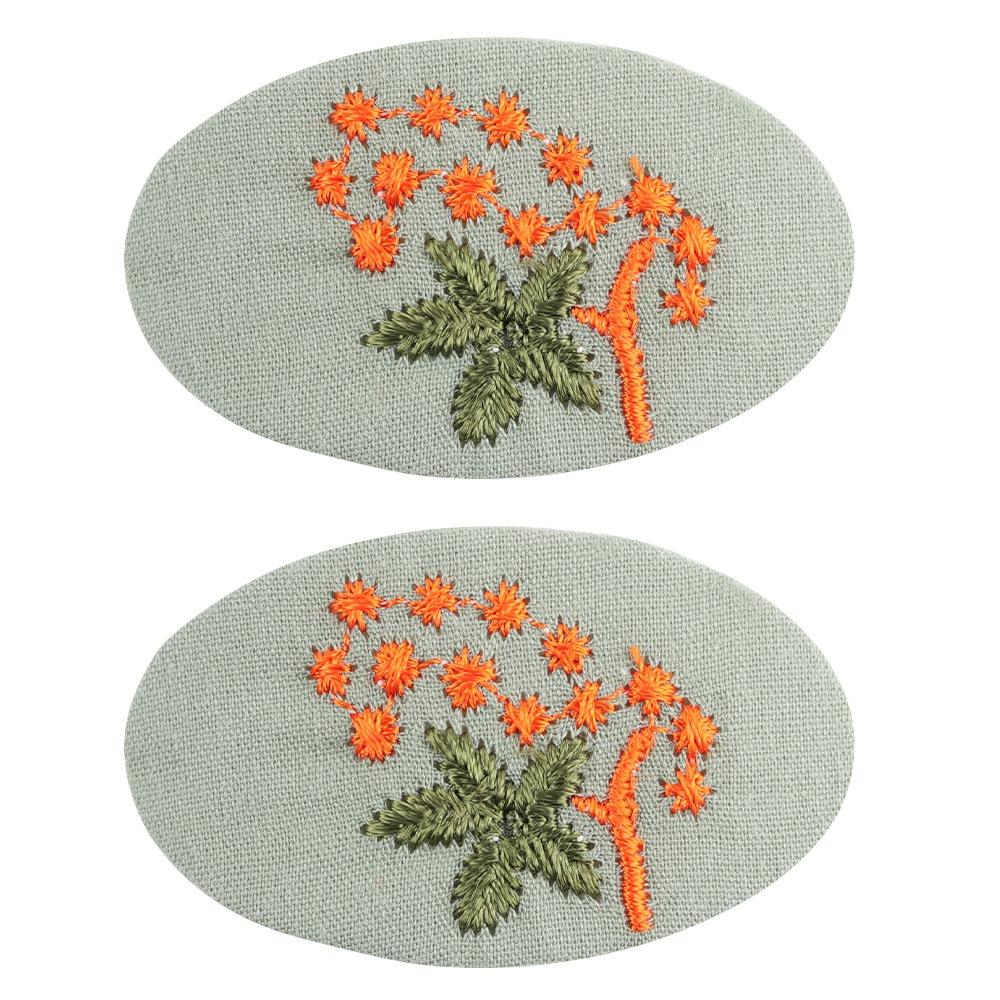 2Pcs/set Floral Embroidered Hairpin Set Cute Children's Hair Accessories Bangs Clips Daily Use