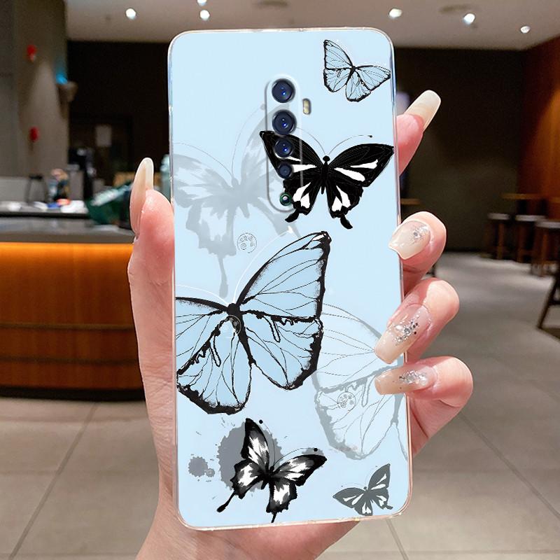 For OPPO Reno 2 Case OPPO Reno2 F Phone Case Reno2 Z Flower Butterfly Capa Coque Transparent Soft Silicone TPU Back Cover Fundas