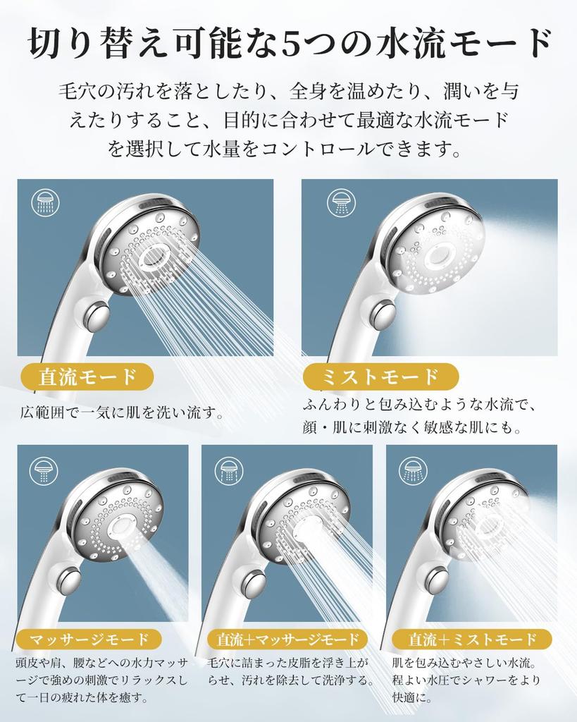 Bubble Shower Head Skin SPA with Bubbles and Shower Water Flow Water Stop At Water High Pore Dirt Heat Nano Bubble Shower Gentle On the Skin Beautiful