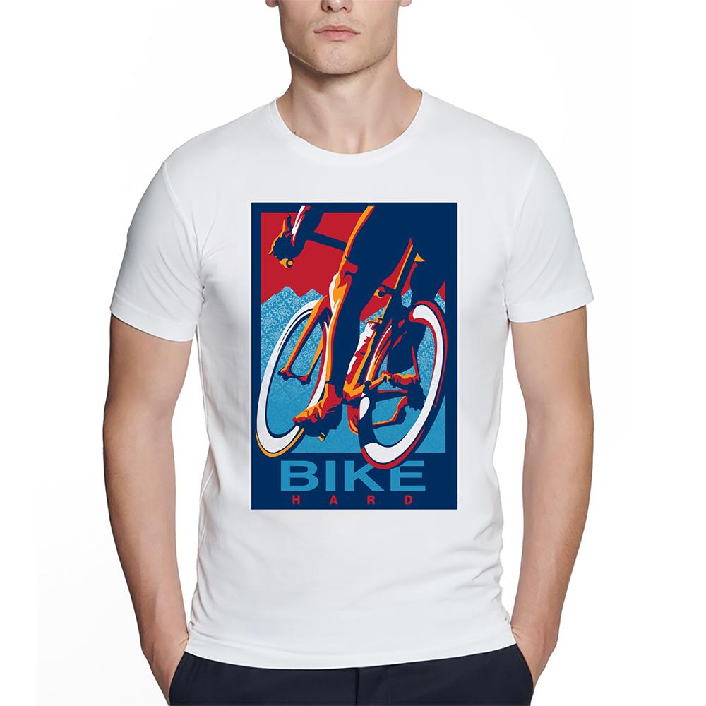 Men's Creative Cyclist Lover Feel the Burn Print Short Sleeve T-Shirt Hipster O-neck Design Tops Cool Streetwear Tee