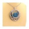 Pierres et Minéraux. Collier Apatite bleu neon brut. Modèle quart de Lune.
