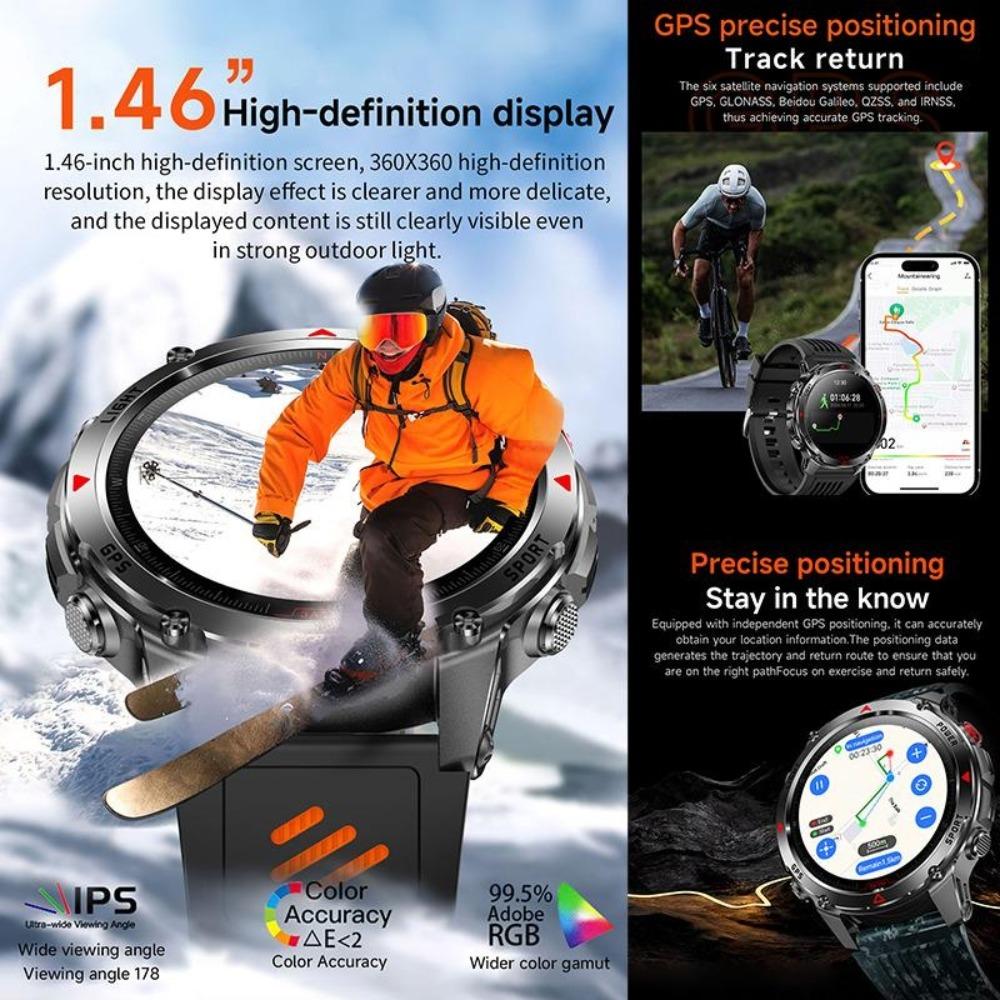 Новые умные часы с точным GPS-позиционированием, водонепроницаемые IP68, с компасом, альтиметром, светодиодной подсветкой, более 100 видов спорта, управление здоровьем