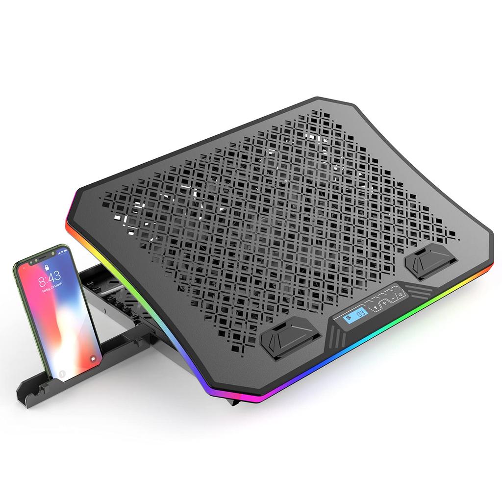 Кулер для ноутбука Lamore Advanced Model 16 миллионов цветов RGB LED Color Мощный большой охлаждающий вентилятор Высокопроизводительная охлаждающая подставка Охлаждающая подставка с 2 USB