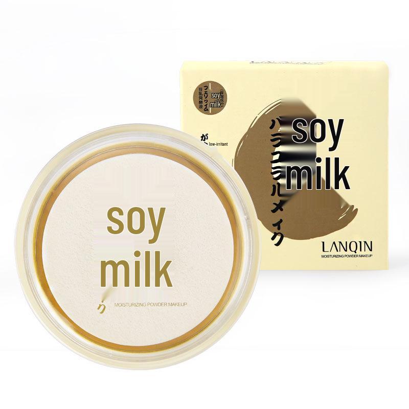Lanqin Пудра-консилер для фиксации макияжа в японском стиле с соевым молоком - Стойкая, не отпечатывается и идеально подходит для поправления макияжа.