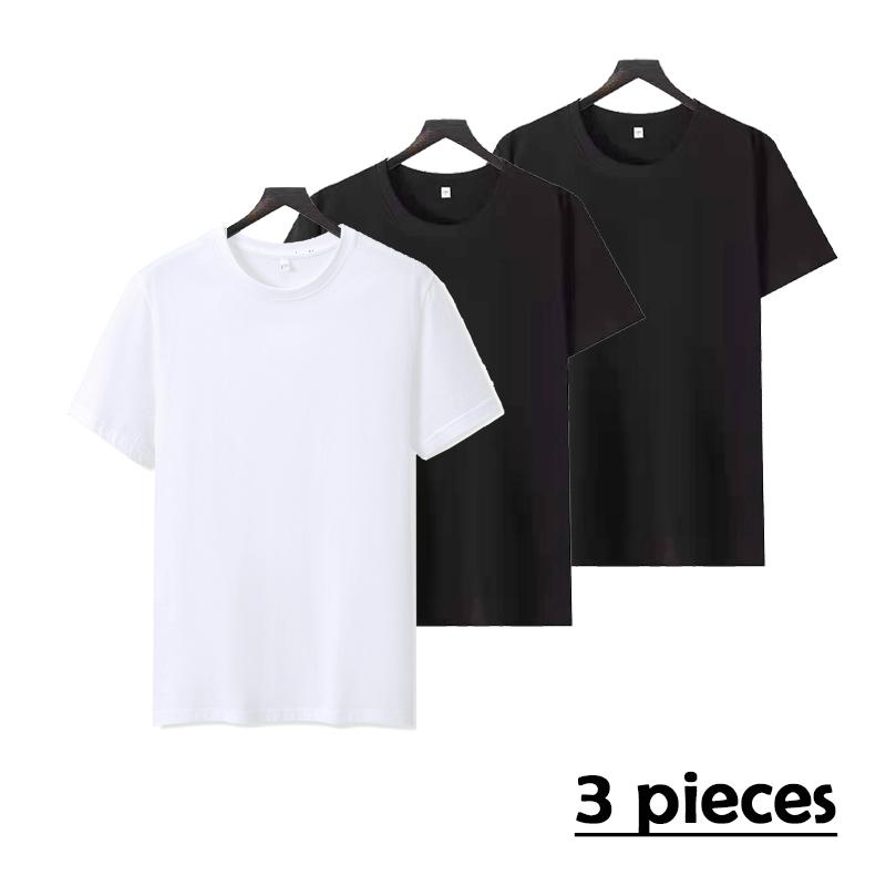 Zirunking 2023 Summer New 100% Cotton 3PCS Solid T Shirt Unisex Causal O-neck Basic T-shirt Male/Female High Quality Classical Tops HUIPA1-3PCS