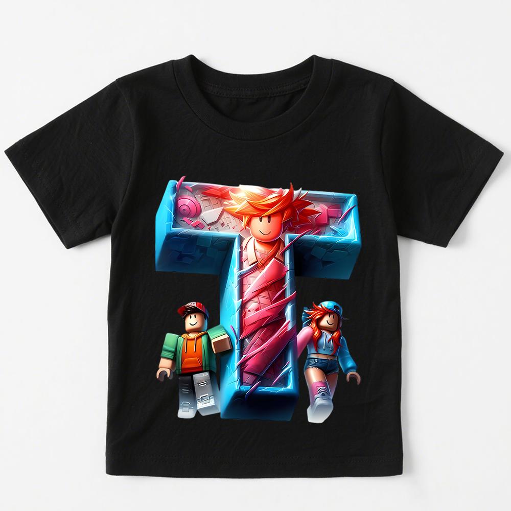 Fashion Cartoon Letters Printed Men's T-shirts Men's Short Sleeve Casual Tees Top Women's Summer Clothing