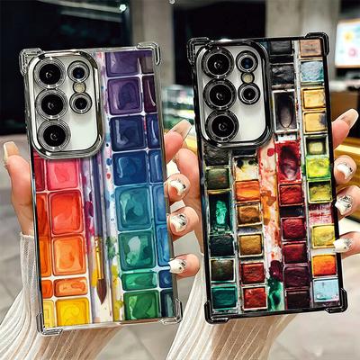 Набор акварели Палитра красок Покрытие Чехол для телефона Для Samsung Galaxy S24 S25 FE S26 Edge S23 Ultra S22 S21 Plus S20 Противоударный Воздушный