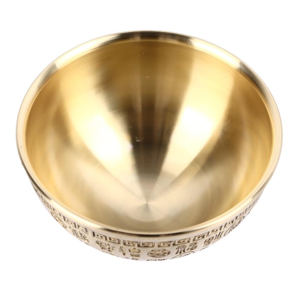 Gold Copper Decorative Bowl 3.3-Inch Diameter Incense Temple Bowl For Office Decor