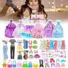 56Pcs Doll Clothes And Accessories Set Handmade Fashion Dresses Gowns Casual Outfits Top Pant Swimsuit Shoes Necklace Glasses Toys