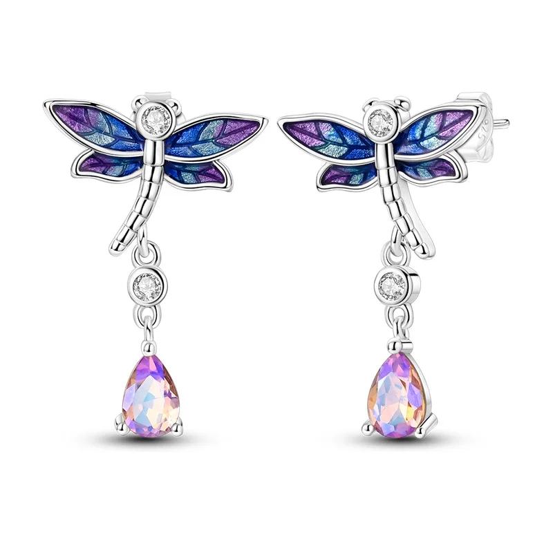 Роскошные Медно-розовые Блестящие Сердечки Жемчужные Серьги Глиттер Ирис Бабочка Серьги-пусеты Зрелый Гламур Женские Ювелирные Аксессуары