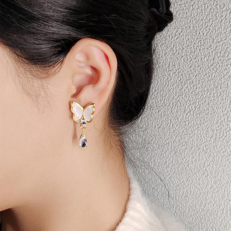 Серьги-бабочки Niche Design, High-End Sense, без проколов ушей, клипсы, серьги-гвоздики, для женщин