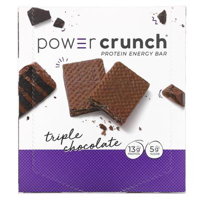 Протеиновый энергетический батончик Power Crunch, тройной шоколад, 12 батончиков, 40 г (1,4 унции) каждый