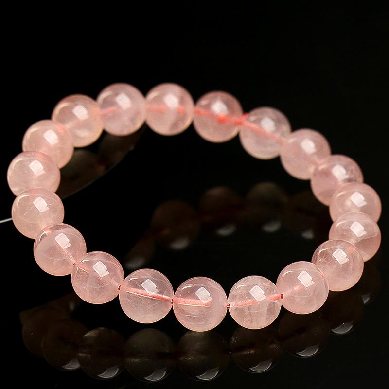 Hongchu Crystal Natural7A Premium Smooth Grapefruit Pink Round Bead Bracelet Creamy Pink Crystal Bracelet