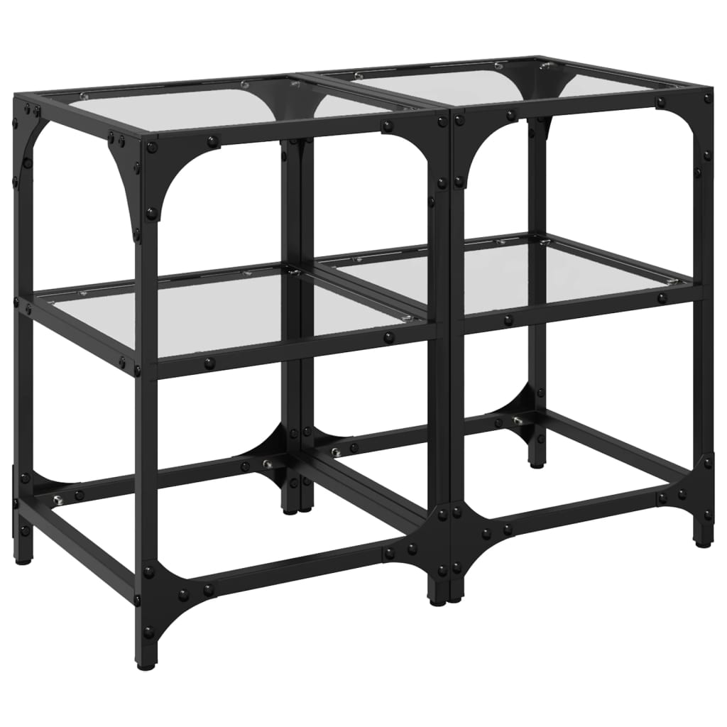 Coffee Tables with Glass Top 2 pcs Transparent 30 x 30 x 45 cm Steel