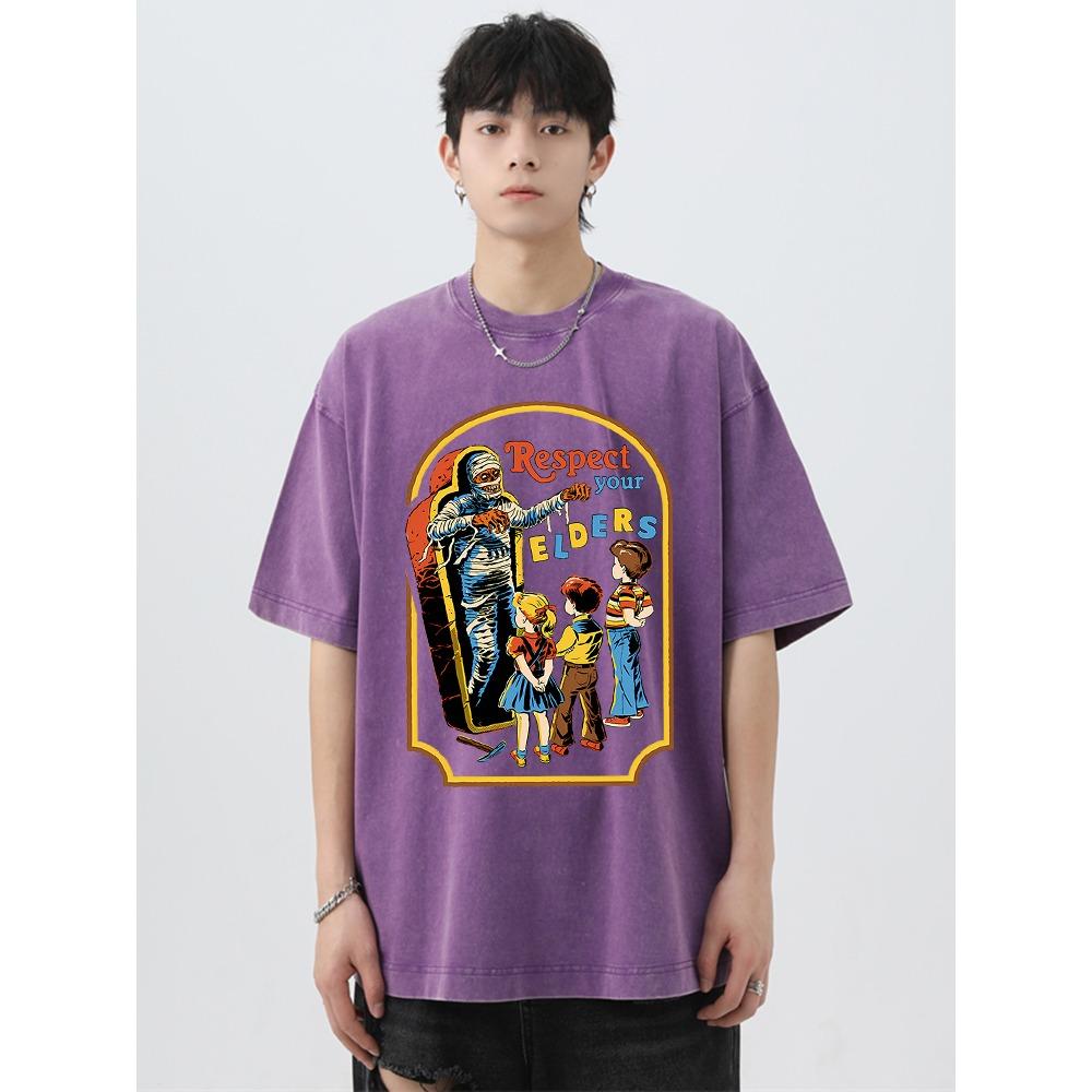 Уважайте своих старших мамочек, забавная стираная ретро мужская футболка, дышащая одежда, большой размер, короткий рукав