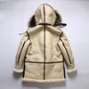 American empty B flight suit fur integrated coat men's removable hat medium and long sheepskin fur fur jacket