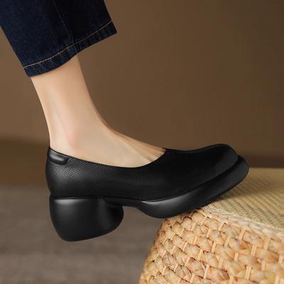 Qi Yan Мягкие кожаные туфли на мягкой подошве, легкие женские туфли-лоферы, толстые кожаные туфли, одинарные туфли для женщин