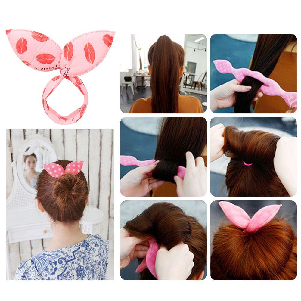 Fashion DIY Ponytail Bun Hair Styling Tools Curler Twist Maker Foam Bun Curler Rabbit Ears