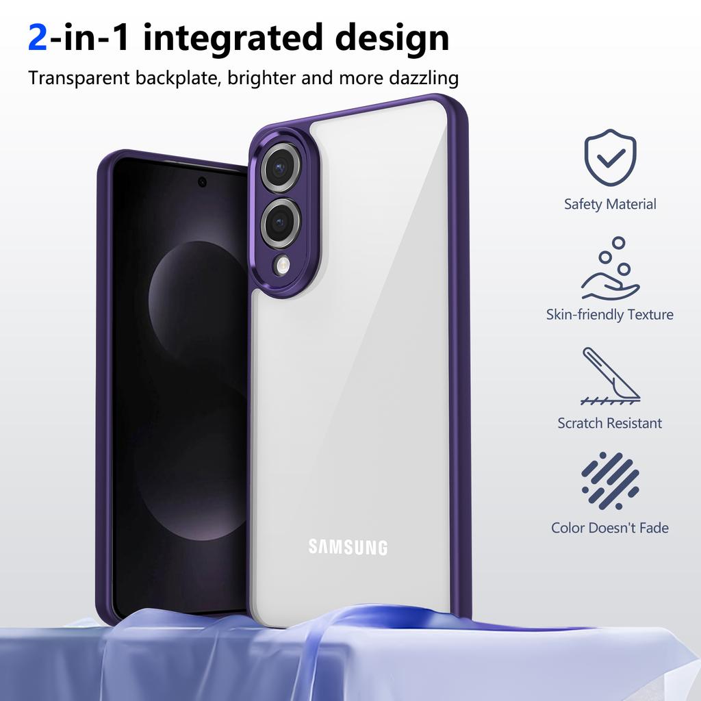 Для Samsung Galaxy S25 Edge Чехол Матовая Кожаная Сенсорная Прозрачная PC + TPU Ударопрочная Задняя Крышка Телефона