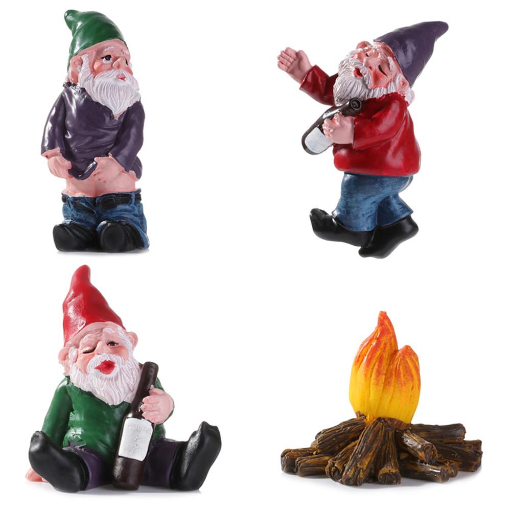 Funny Peeing Elf Drunk  Elves Dwarf Figurines Fairy Garden Micro Landscape Miniature Gnomes